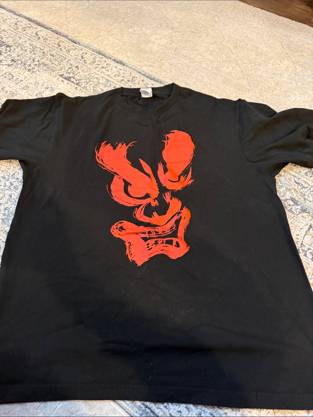 Men's Black Short-Sleeve Tee with Bold Red Graphic
